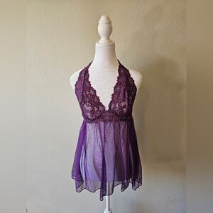 Frederick's Of Hollywood Purple And Pink Lace Lingerie Slip Dress Medium